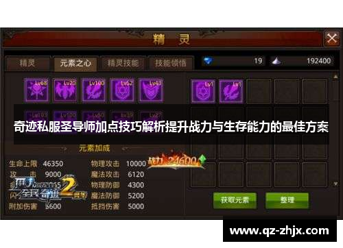 奇迹私服圣导师加点技巧解析提升战力与生存能力的最佳方案